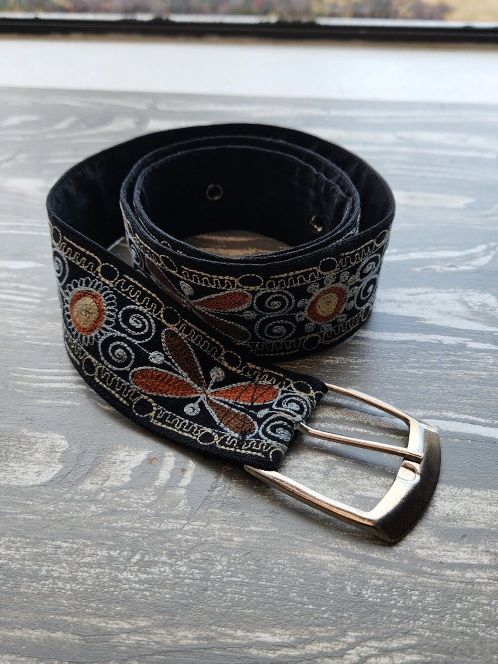 Bohemian embroidered cloth belt 26-35"